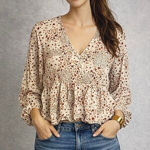 Arizona Floral V-Neck Peplum Top